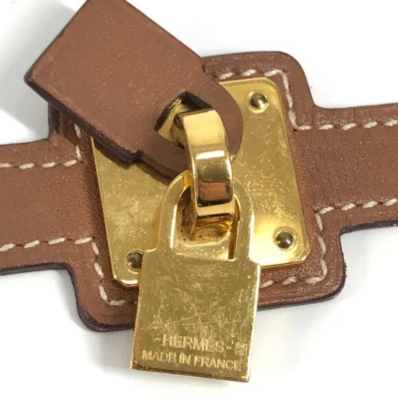 HERMES O'Kelly Bracelet Double bracelet accessories Bracelet Swift Brown/Gold - Picture 2 of 13